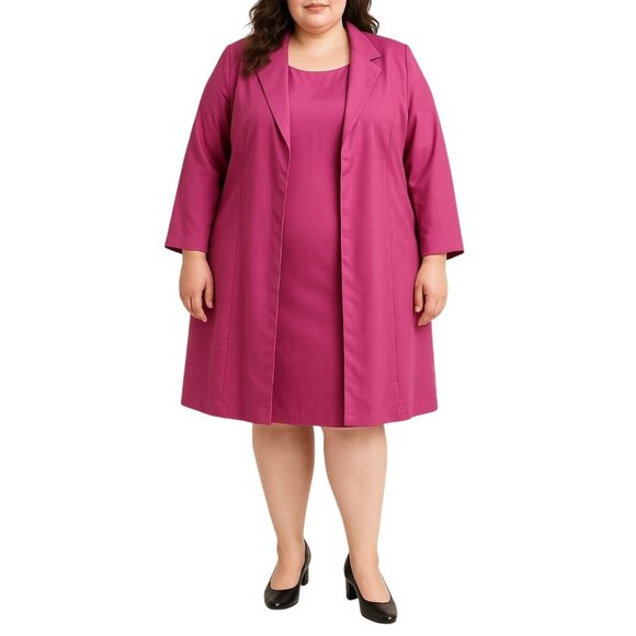 Blair Elegant 2-Piece Pink Open Front Jacket & Dress Suit Set Plus Size 22W - Picture 1 of 10